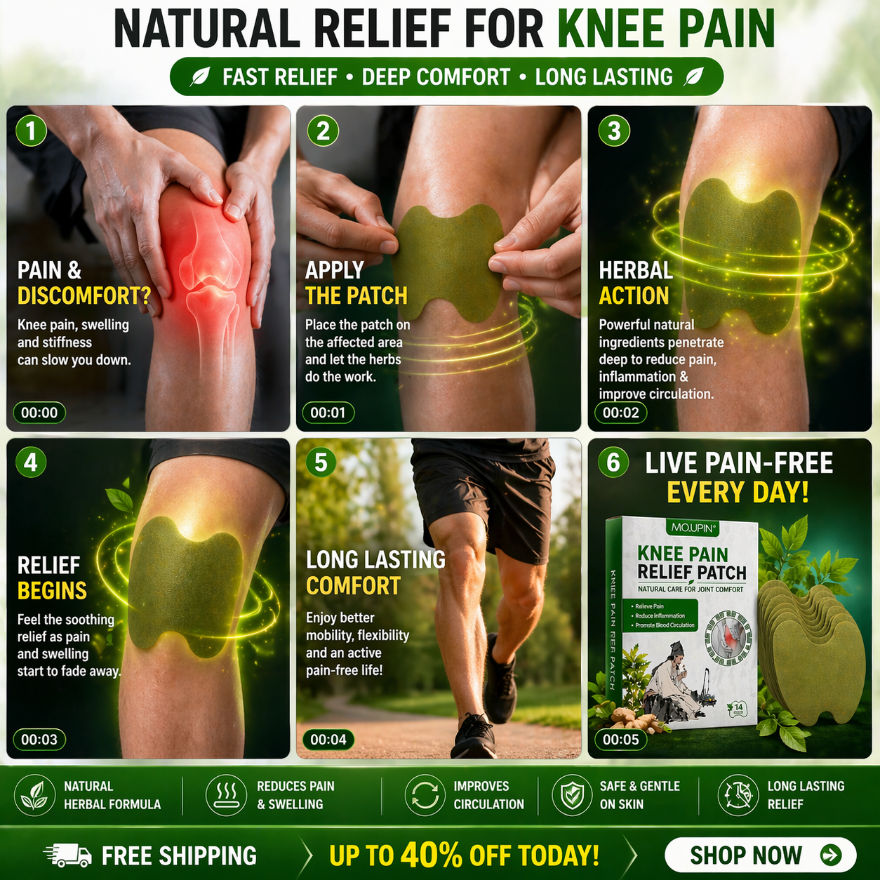Knee Pain Relief Patch (Pack of 10)